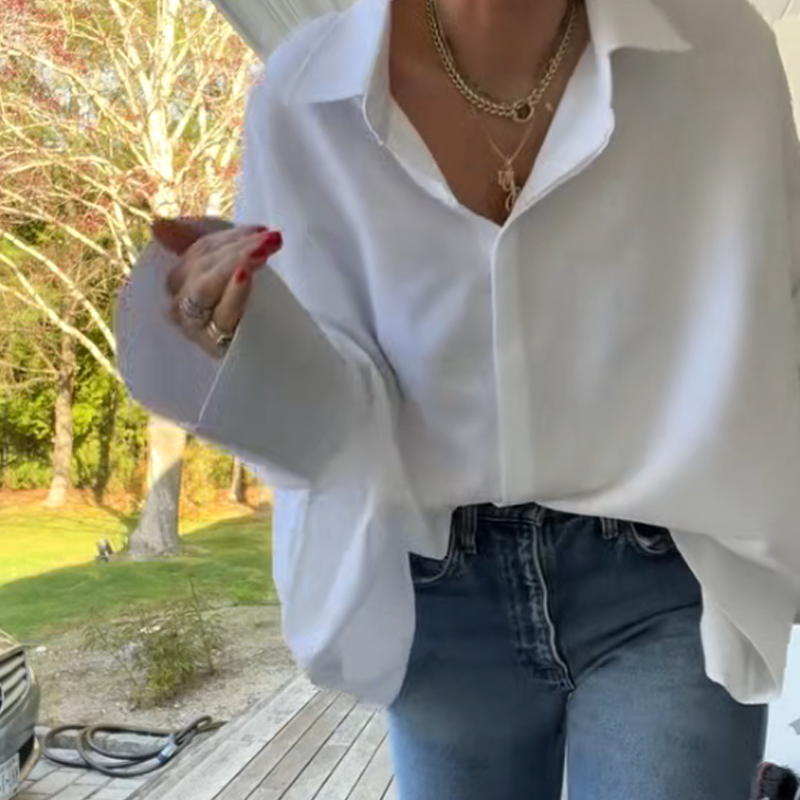 🔥New arrivals now available at 50% off-Women's Flared Hem Lapel Shirt