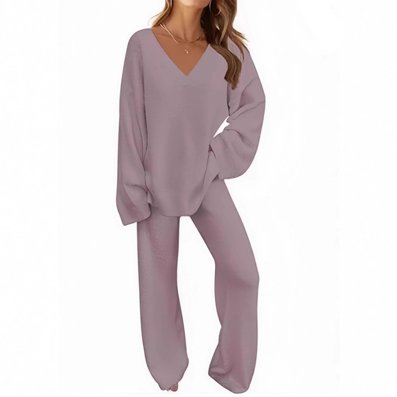 🔥 LAST DAY PROMOTION - 50%OFF 🔥Women's V-Neck Long Sleeve Sweater & Pants Set