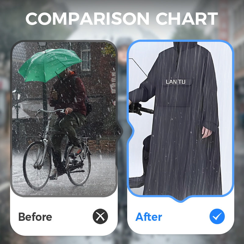 🔥Waterproof Long Raincoat with Hood for Scooter🌧️