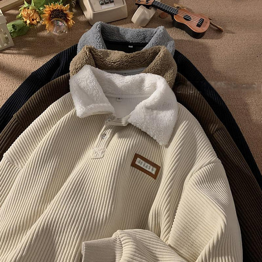 Unisex✨Corduroy Lapel Collar Sweatshirt -👏Warm, Stylish!