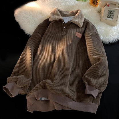 Unisex✨Corduroy Lapel Collar Sweatshirt -👏Warm, Stylish!
