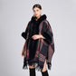 🎅Christmas Offer: 50% Off-Faux rabbit fur collar hooded cape