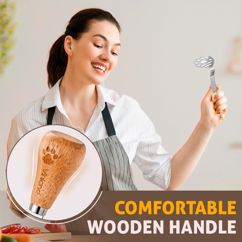🥄Your kitchen helper-Stainless Steel Potato Masher with Wooden Handle