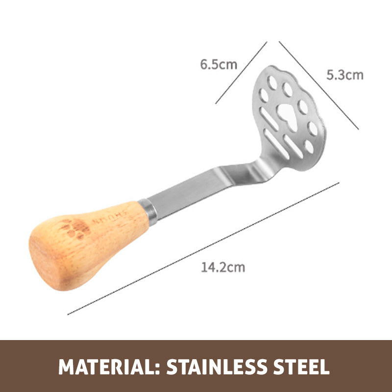 🥄Your kitchen helper-Stainless Steel Potato Masher with Wooden Handle
