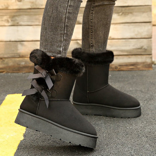 💥New arrivals: 50% off-Women's Plush Bowtie Classic Platform Snow Boots