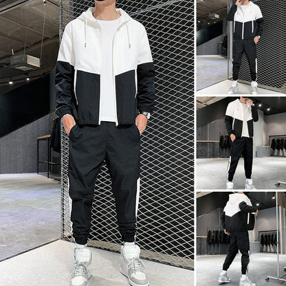 💥Hot Sale Offer: 50% Off-Men's Comfortable Color-Block Hooded Jacket & Drawstring Pants