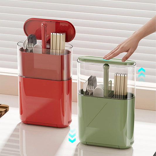 Wall-Mounted Dustproof Chopstick & Utensil Holder