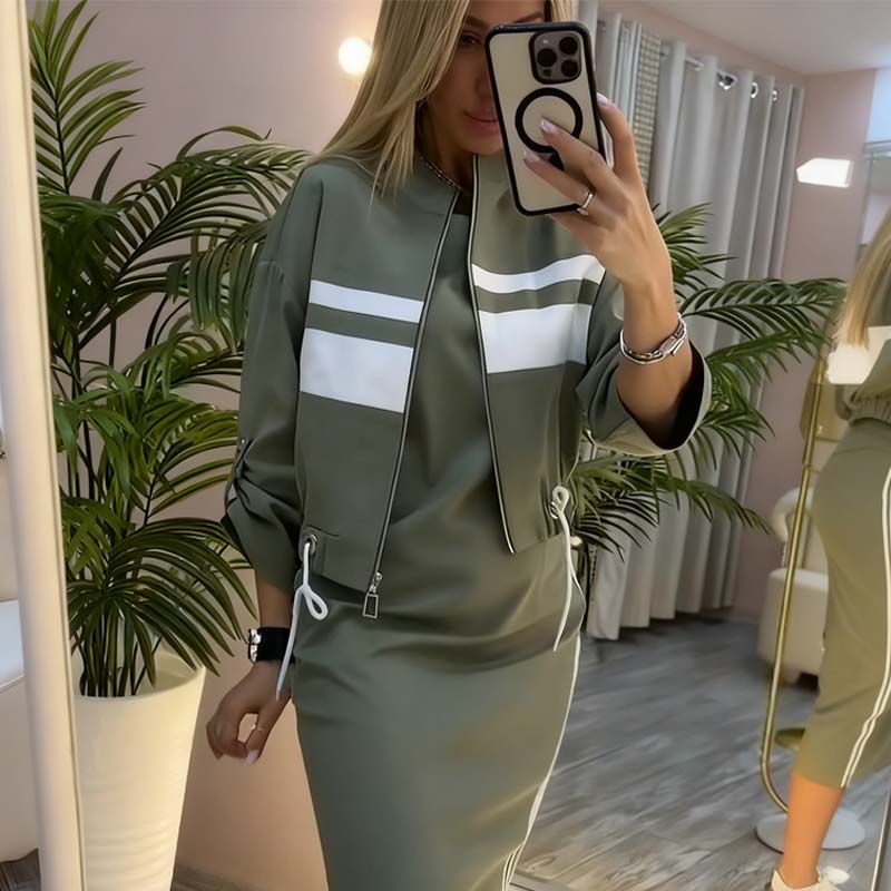 🔥Hot Sale Offer: 50% Off-Women's Stand Collar Jacket & Dress Set