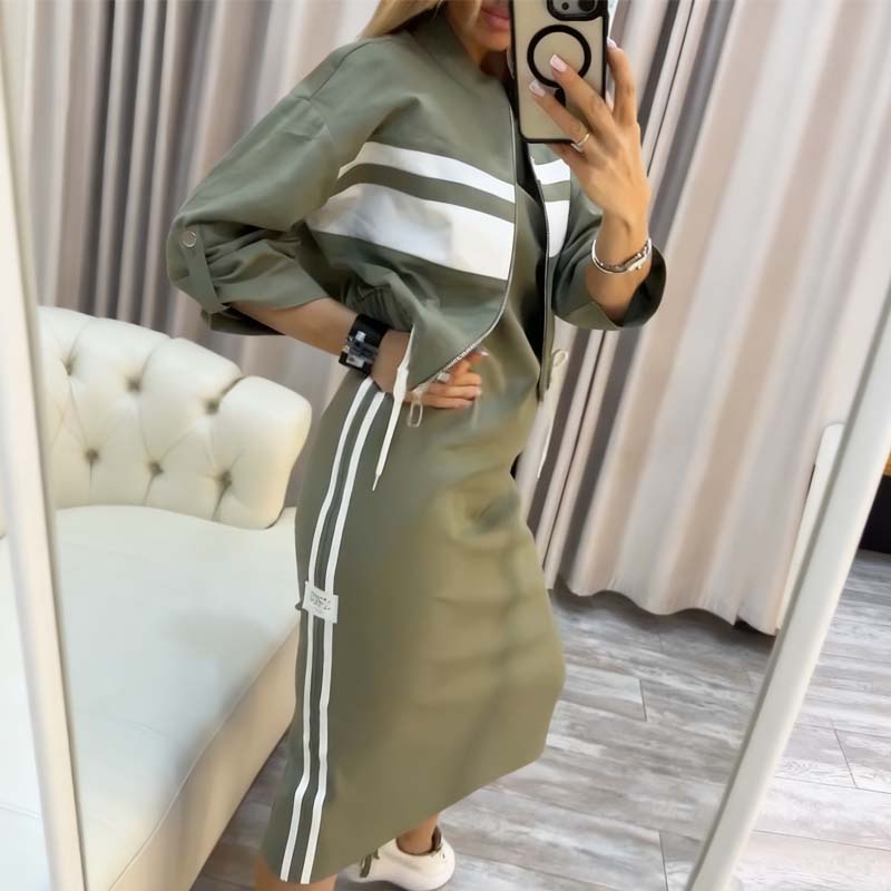 🔥Hot Sale Offer: 50% Off-Women's Stand Collar Jacket & Dress Set