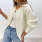 Women's Pearl Accent Cropped Knit Cardigan