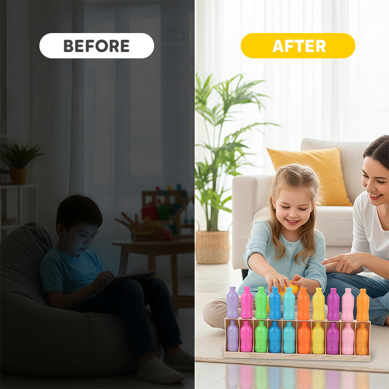 Rainbow Bottle Color Matching Game Toy Set
