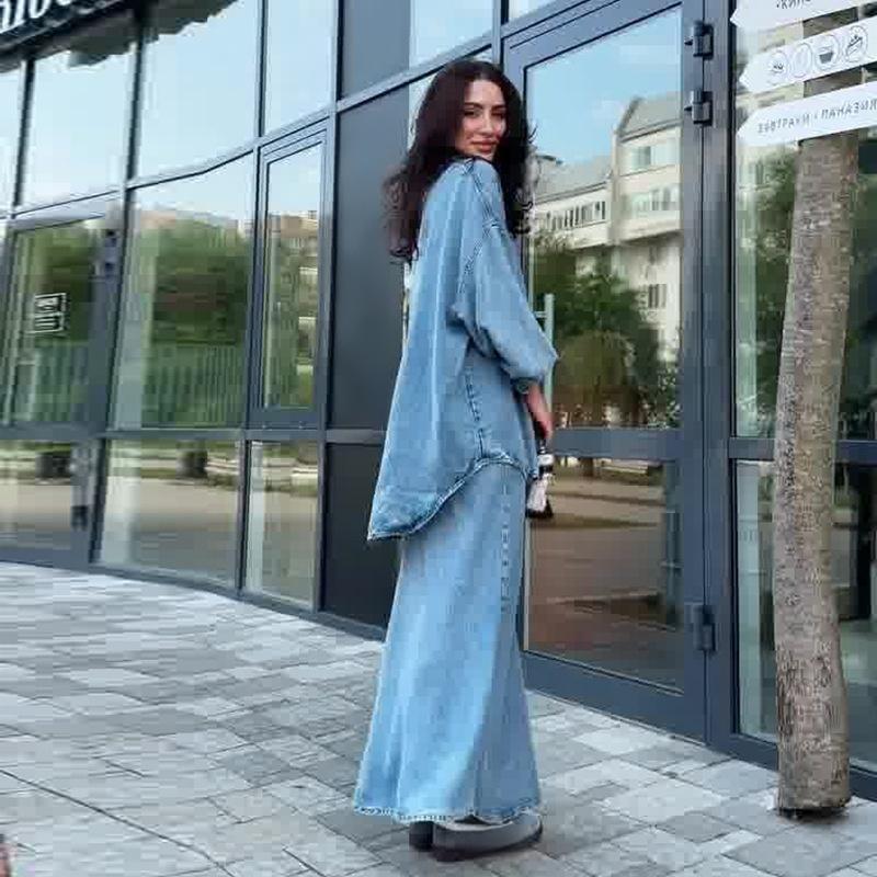 Women's Fashion Loose Shirt and Maxi Skirt 2-Piece Set