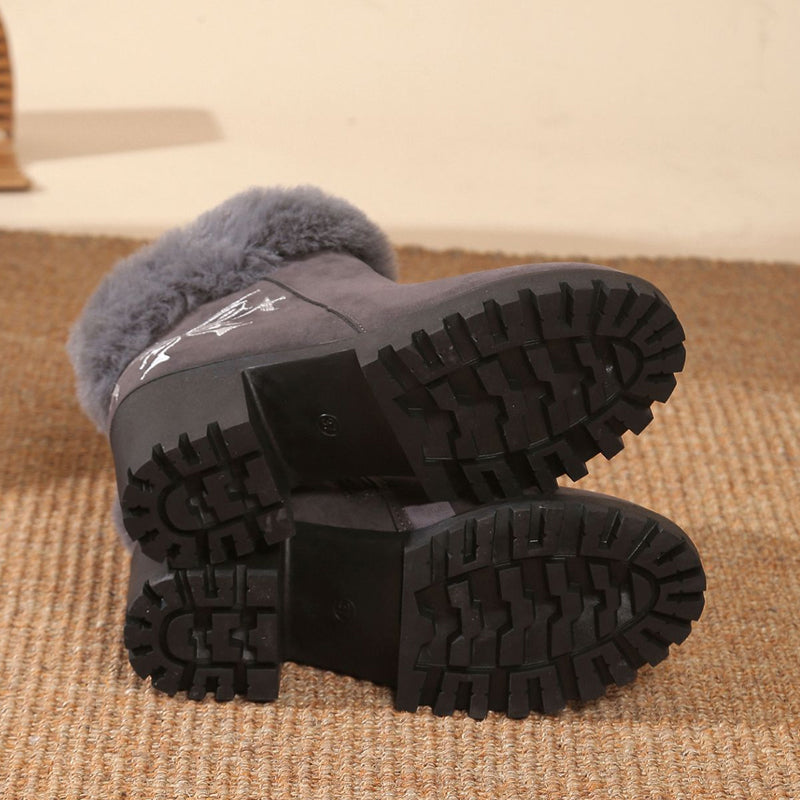 Women's Warm Chunky High Heel Ankle Boots
