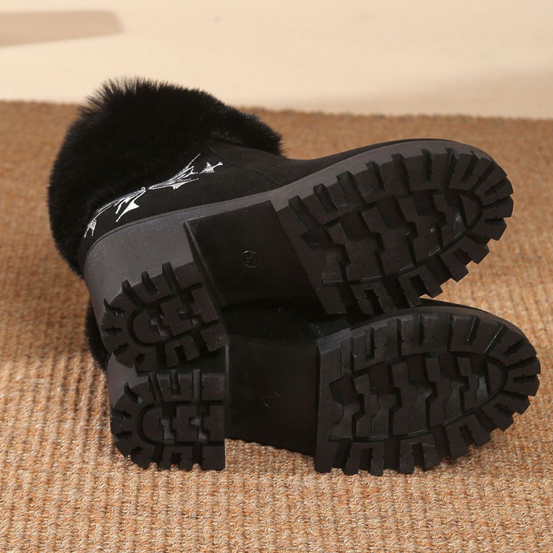 Women's Warm Chunky High Heel Ankle Boots