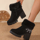 Women's Warm Chunky High Heel Ankle Boots