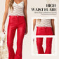High-Waisted Stretch Faux Leather Flare Jeans
