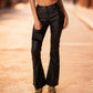 High-Waisted Stretch Faux Leather Flare Jeans