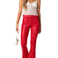 High-Waisted Stretch Faux Leather Flare Jeans
