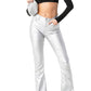 High-Waisted Stretch Faux Leather Flare Jeans