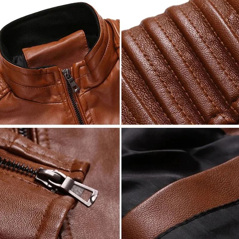 🔥Free shipping🔥Men’s Stand Collar Biker Leather Jacket