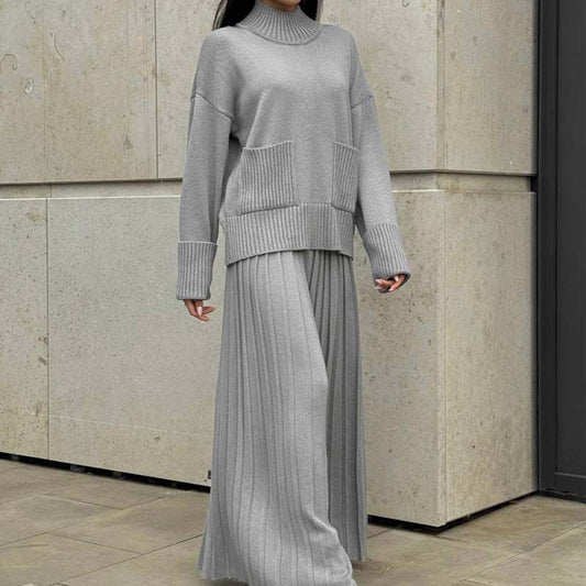 Women's Elegant High-Neck Knit Set