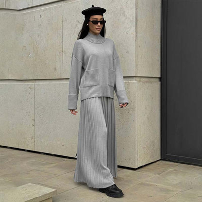 Women's Elegant High-Neck Knit Set