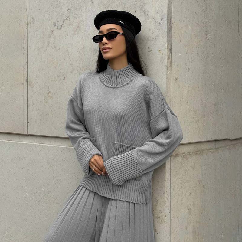 Women's Elegant High-Neck Knit Set
