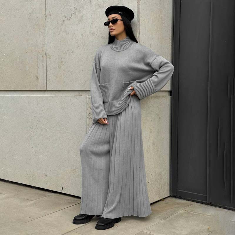 Women's Elegant High-Neck Knit Set