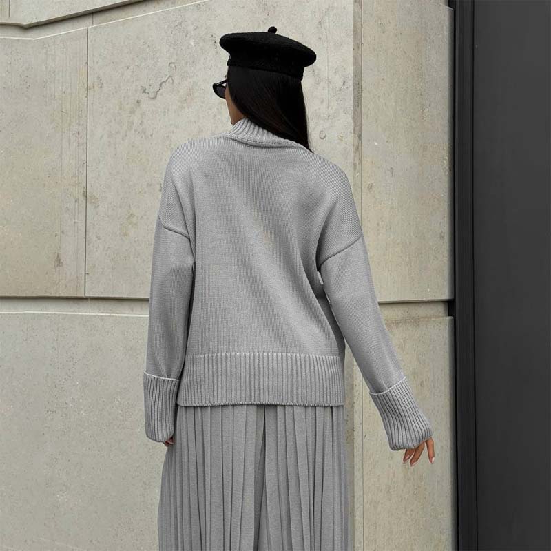 Women's Elegant High-Neck Knit Set