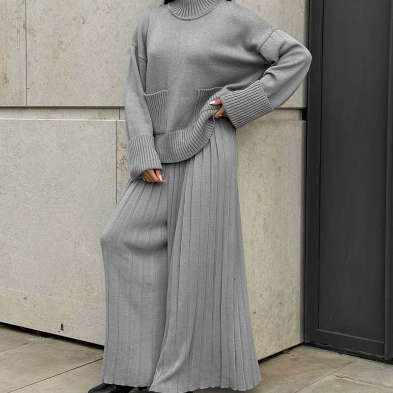 Women's Elegant High-Neck Knit Set