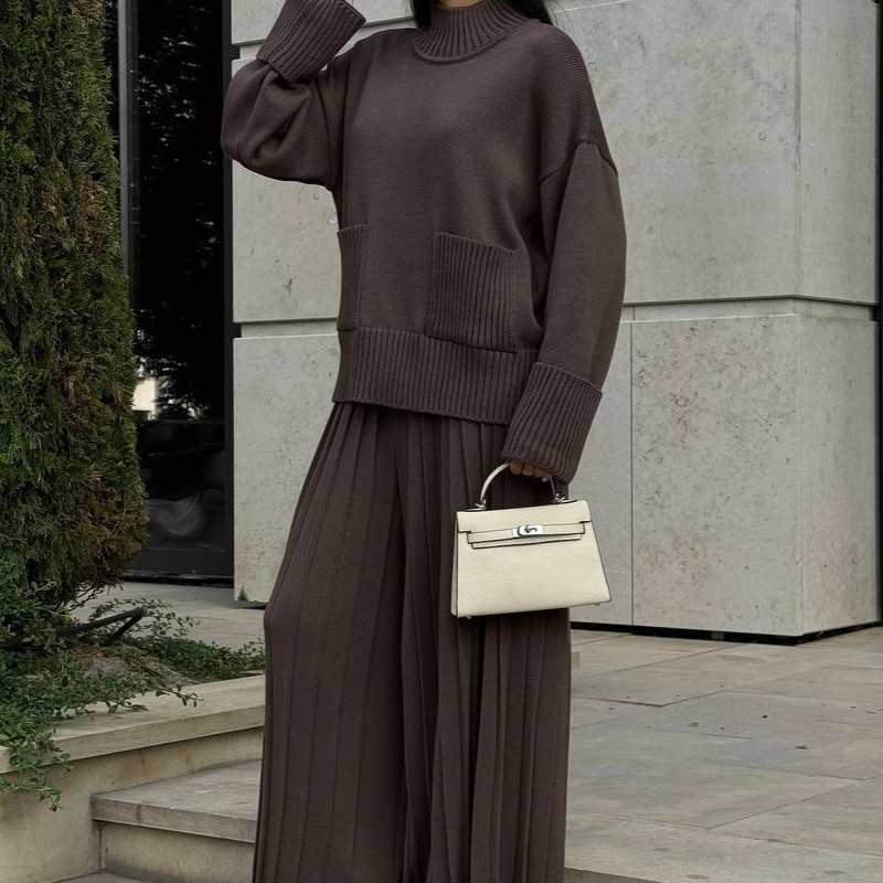 Women's Elegant High-Neck Knit Set
