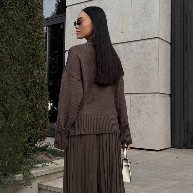 Women's Elegant High-Neck Knit Set