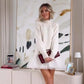 💖LAST DAY PROMOTION - 50%OFF 💖 Women's Turtleneck Ribbed Knit Sweater Tulle Mini Dress
