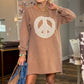 💥Limited-time offer-Women's Long Sleeve Peace Sign Mini Dress