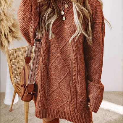 💖LAST DAY PROMOTION - 50%OFF 💖 Trendy Cable-Knit Loose-Fit Sweater Dress