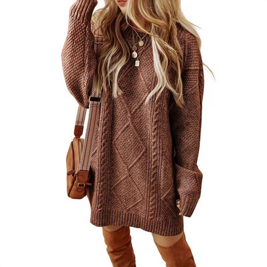 💖LAST DAY PROMOTION - 50%OFF 💖 Trendy Cable-Knit Loose-Fit Sweater Dress