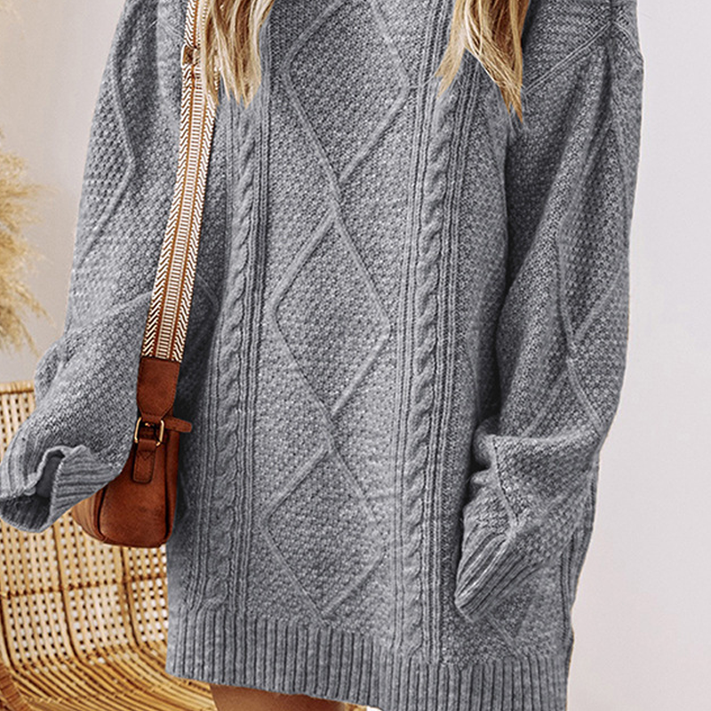 💖LAST DAY PROMOTION - 50%OFF 💖 Trendy Cable-Knit Loose-Fit Sweater Dress
