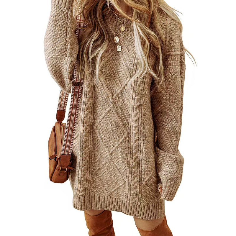 💖LAST DAY PROMOTION - 50%OFF 💖 Trendy Cable-Knit Loose-Fit Sweater Dress