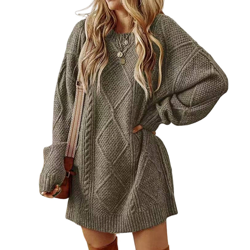💖LAST DAY PROMOTION - 50%OFF 💖 Trendy Cable-Knit Loose-Fit Sweater Dress