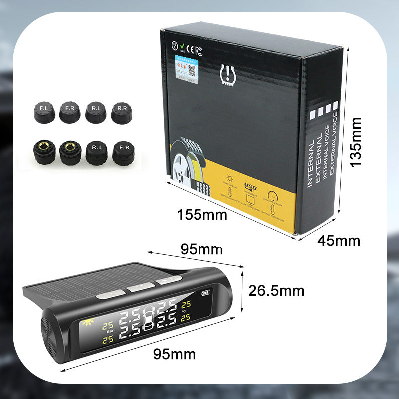 🚗40% OFF NOW! ✨ Solar Tire Pressure Monitor - Real-Time 4-Wheel Display with Wireless Sensors & Waterproof Design for Enhanced Safety 🔋🌞
