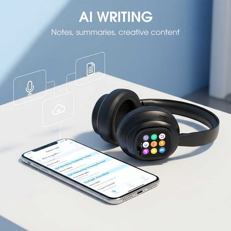 🎧 50% OFF NOW! ✨ AI Bluetooth Headphones - Smart LCD Display & Voice Assistant with Premium Sound Quality for Music & Calls 📱✨