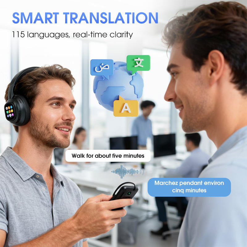 🎧 50% OFF NOW! ✨ AI Bluetooth Headphones - Smart LCD Display & Voice Assistant with Premium Sound Quality for Music & Calls 📱✨