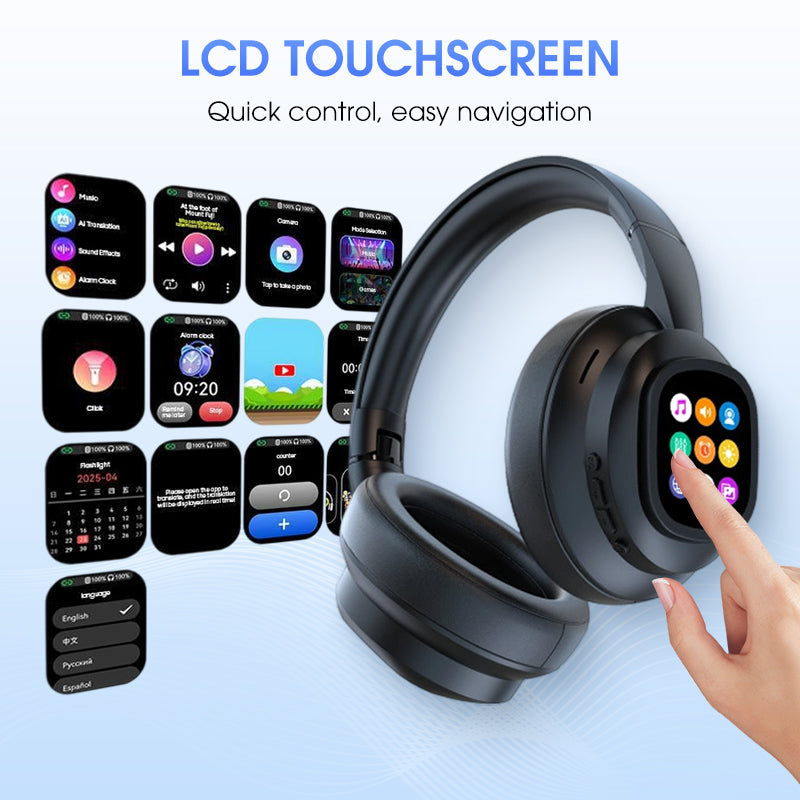 🎧 50% OFF NOW! ✨ AI Bluetooth Headphones - Smart LCD Display & Voice Assistant with Premium Sound Quality for Music & Calls 📱✨