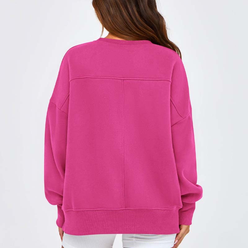 💥Limited-time offer💖Versatile Women's Round-Neck Sweatshirt: Loose Fit & Side Slits