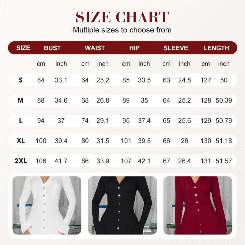 💖LAST DAY PROMOTION - 50%OFF 💖 Women's V-Neck Button Down Long Sleeve Fall Dress