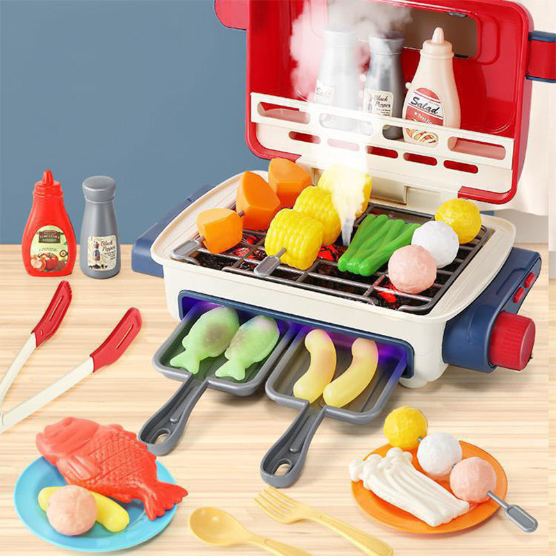 🍖 60% OFF NOW! ✨ Kids BBQ Grill Playset - Realistic Smoke & Sound Effects with 8 Toy Food Items for Imaginative Play 🎵👧🧑