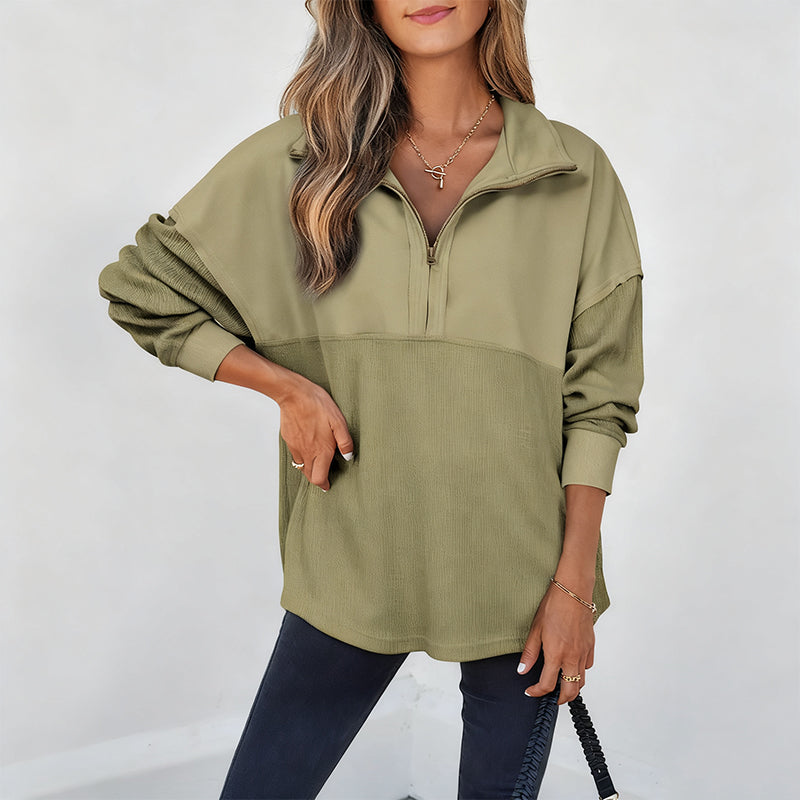 🔥New arrivals offer-Women's Casual Solid Color Half-Zip Sweatshirt