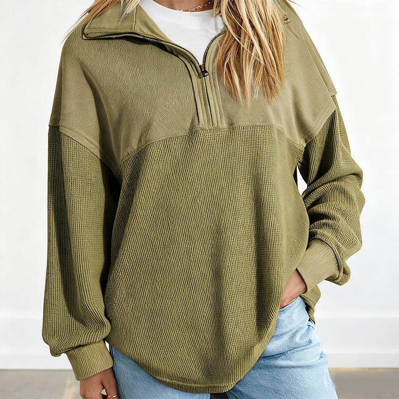 🔥New arrivals offer-Women's Casual Solid Color Half-Zip Sweatshirt