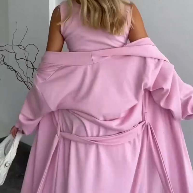 Women’s Sleeveless Midi Dress & Matching Longline Set