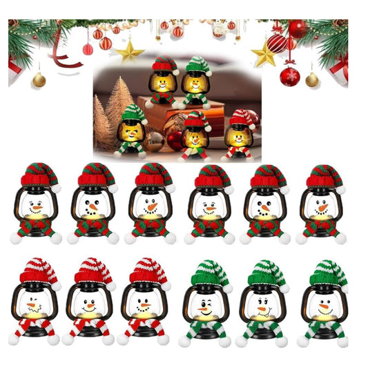 Christmas Decoration Mini Snowman Lantern with Hats and Scarves